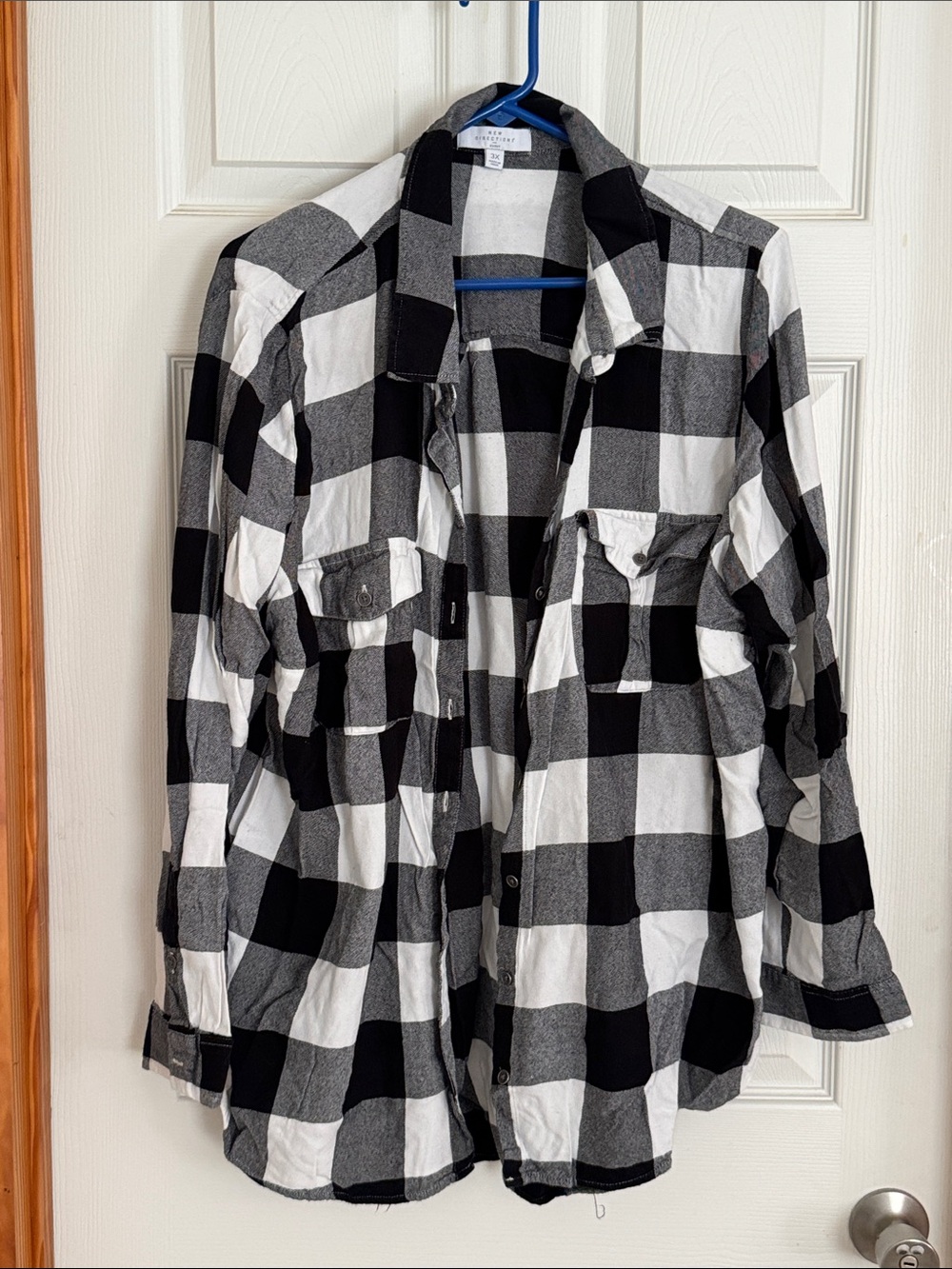 New Directions Black and White Buffalo Check Shirt - 3X *fits like a 2X